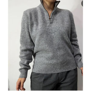 Christian Lacroix Grey Quarter-Zip Sweater L wool cashmere
